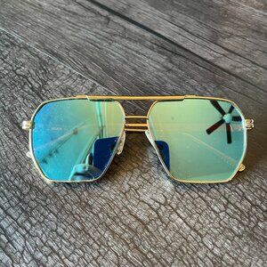 SOJOS Gold Aviator Sunglasses Blue Green Mirrored Lenses Oversized